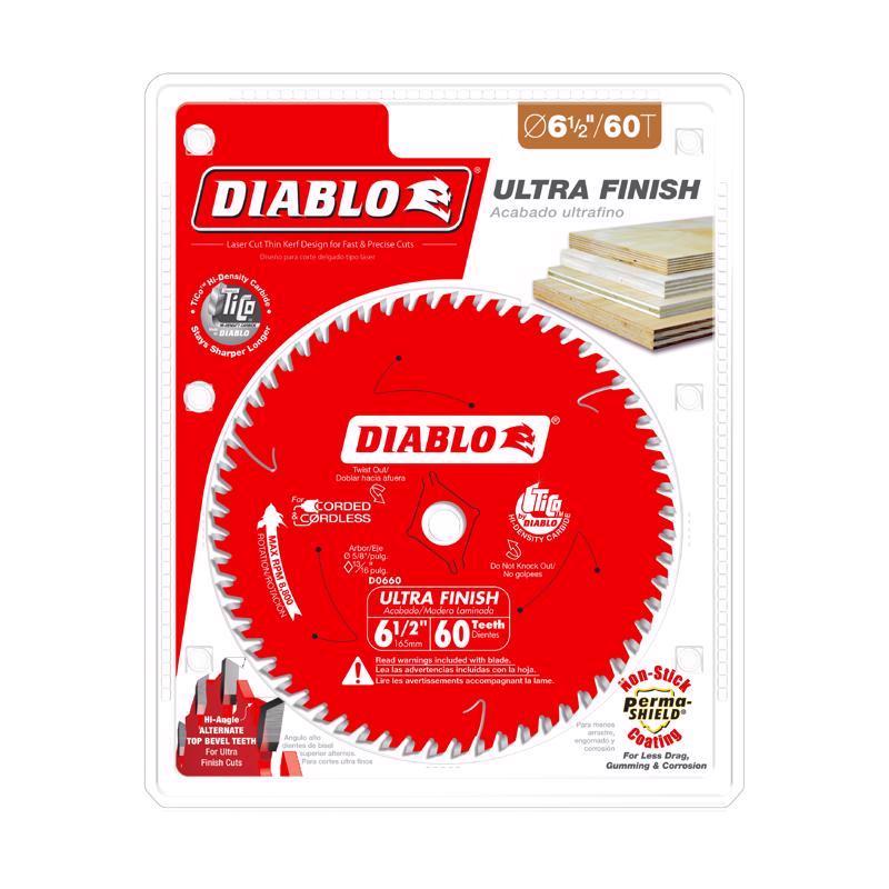 Diablo 6-1/2 in. D X 5/8 in. Ultra Finish TiCo Hi-Density Carbide Circular Saw Blade 60 teeth