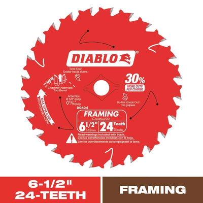 Diablo Tracking Point 6-1/2 in. D X 5/8 in. TiCo Hi-Density Carbide Framing Blade 24 teeth
