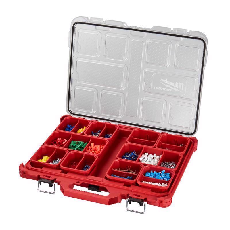 Milwaukee Packout Organizer Impact-Resistant Poly 10 compartments Red