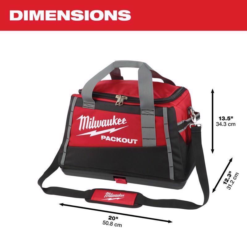 Milwaukee Packout Ballistic Nylon 20" Tool Bag 3 pocket Black/Red
