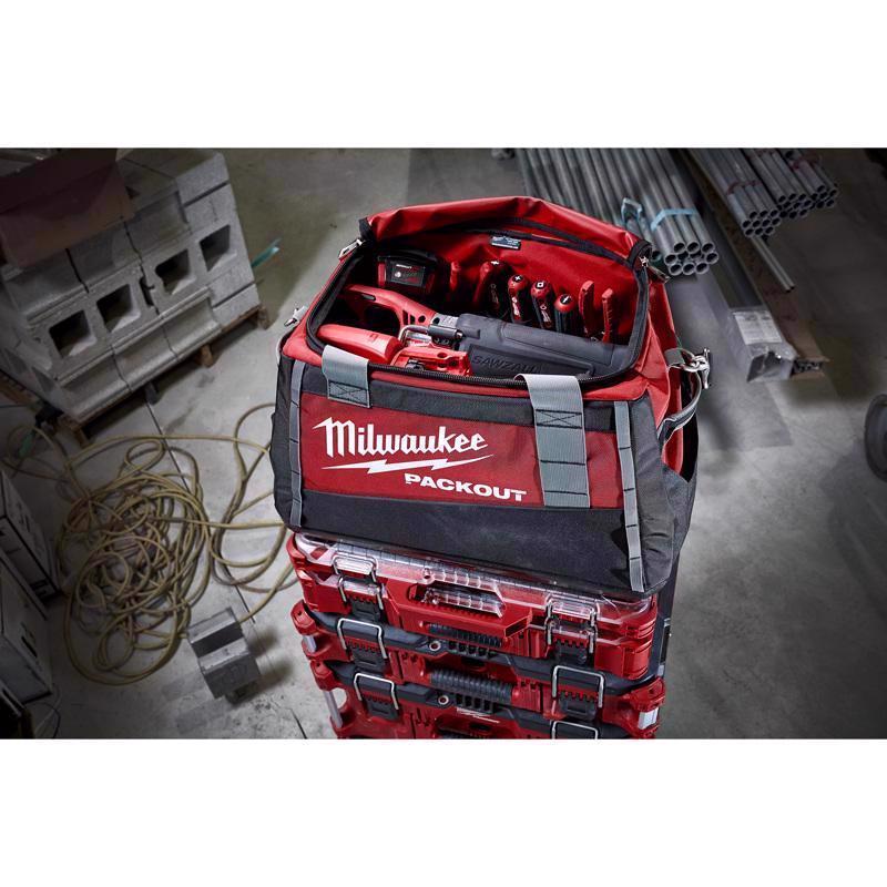Milwaukee Packout Ballistic Nylon 20" Tool Bag 3 pocket Black/Red