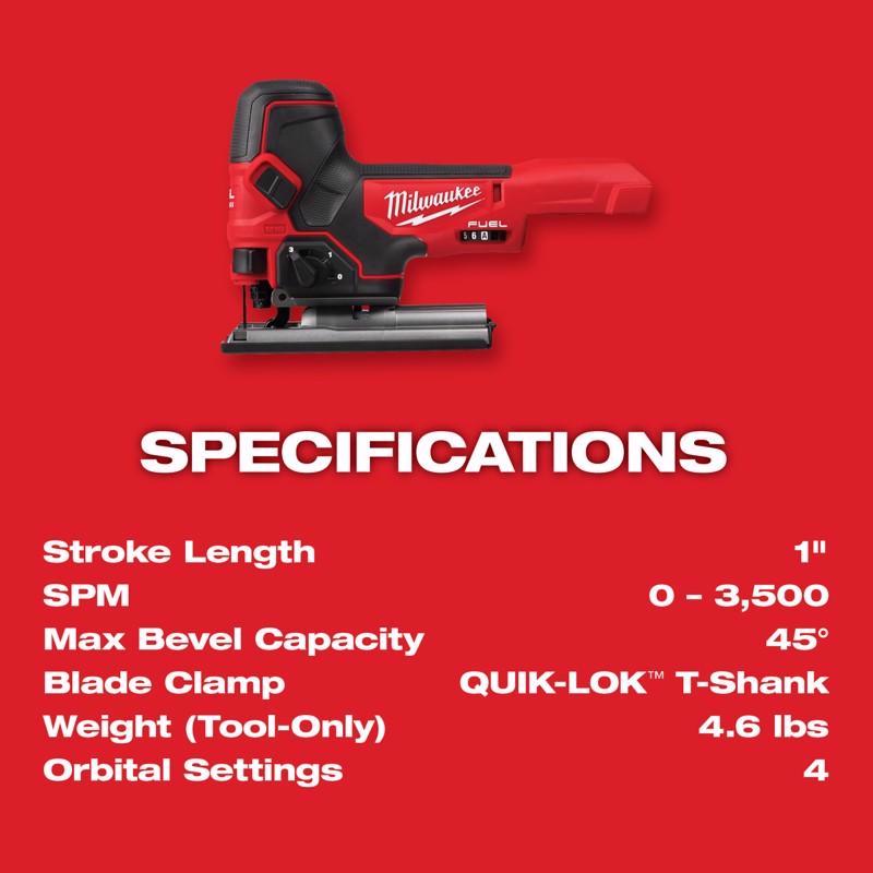 Milwaukee M18 FUEL Cordless Barrel Grip Jig Saw Tool Only