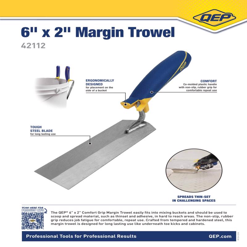 QEP 2 in. H X 2 in. W X 6 in. L Steel Margin Trowel
