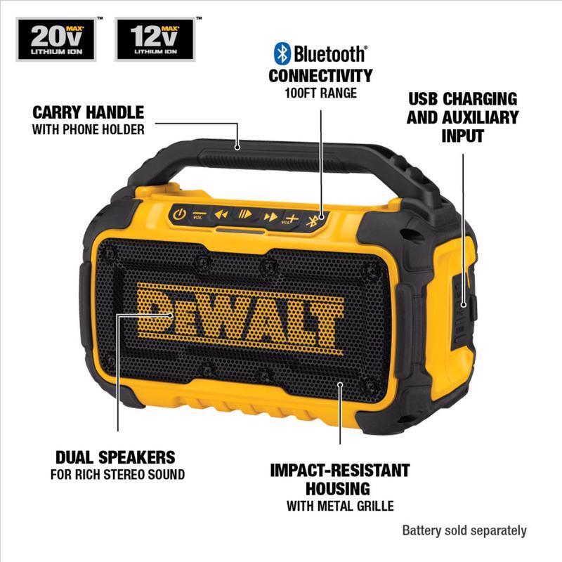 DeWalt 20V MAX DCR010 Lithium-Ion Jobsite Bluetooth Speaker