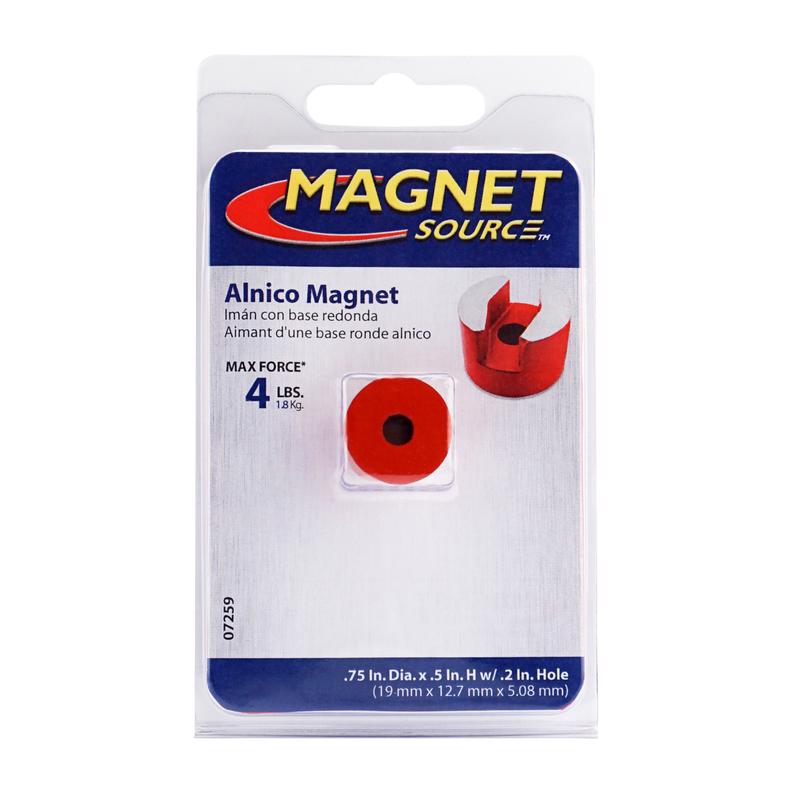 Magnet Source .5 Dia. in. L X .75 in. W Red Work Holding Magnet 4 lb. pull