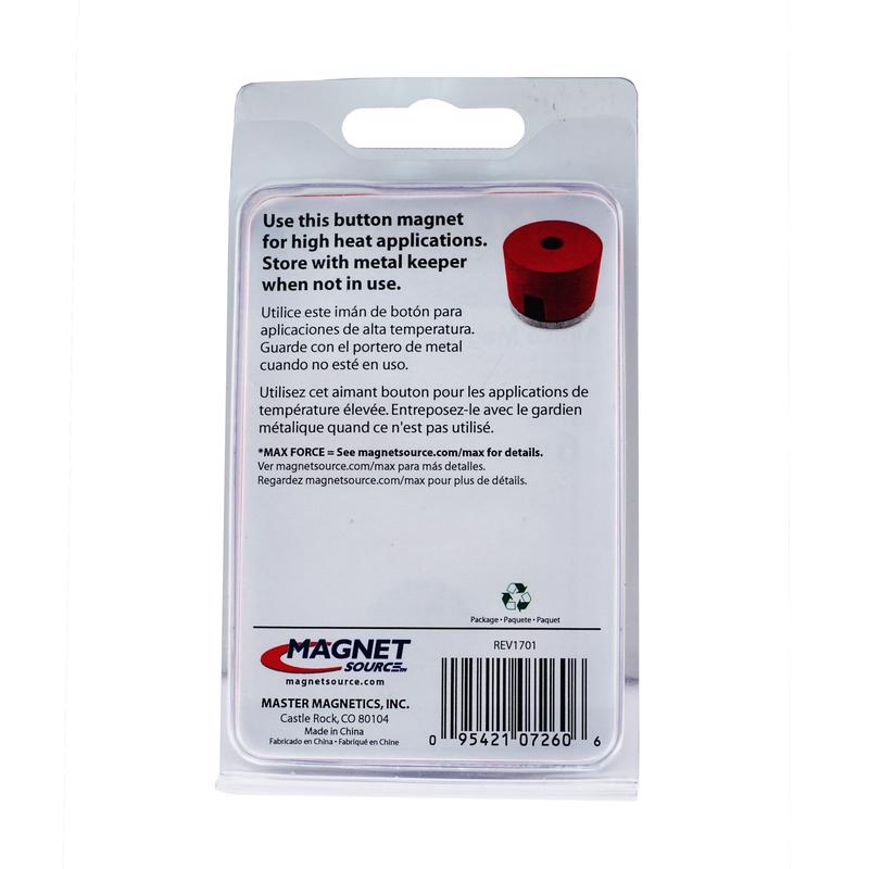 Magnet Source .5 Dia. in. L X .75 in. W Red Work Holding Magnet 4 lb. pull
