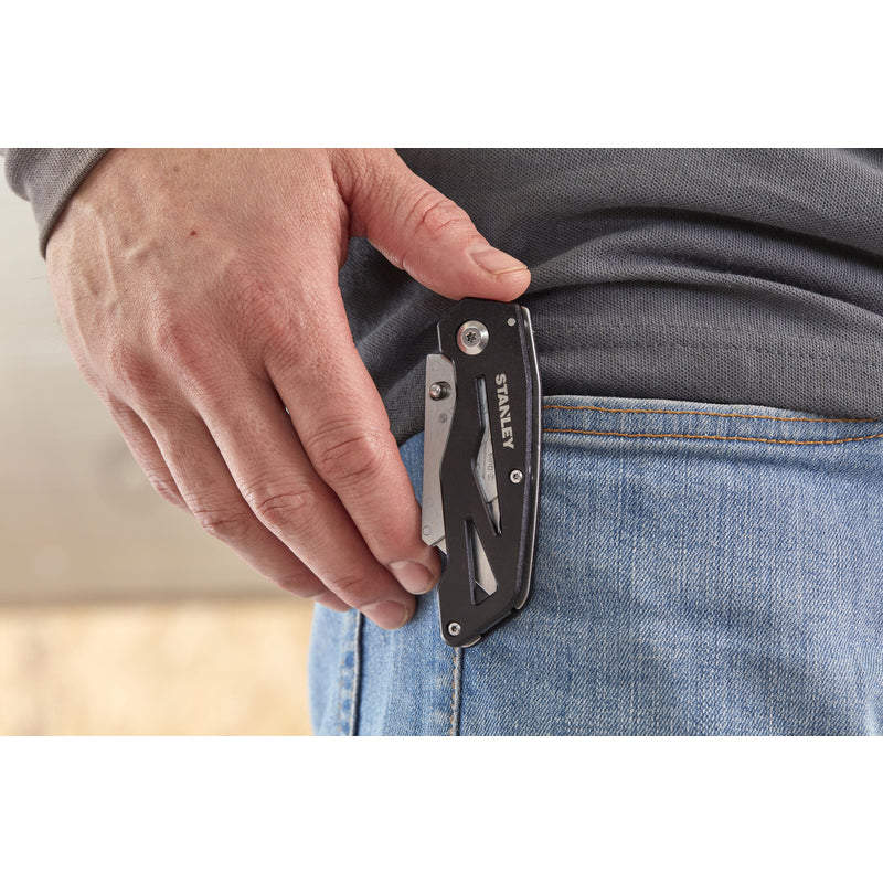 Stanley 5-3/4 in. Folding Fixed Utility Knife Black