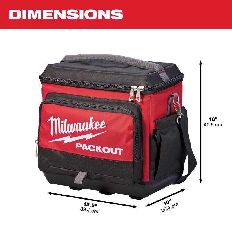 Milwaukee Packout Ballistic Nylon Jobsite Cooler Utility Bag 6 pocket Black/Red