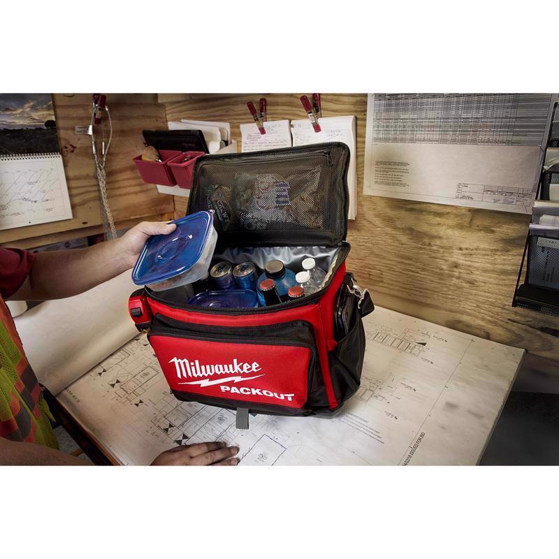 Milwaukee Packout Ballistic Nylon Jobsite Cooler Utility Bag 6 pocket Black/Red