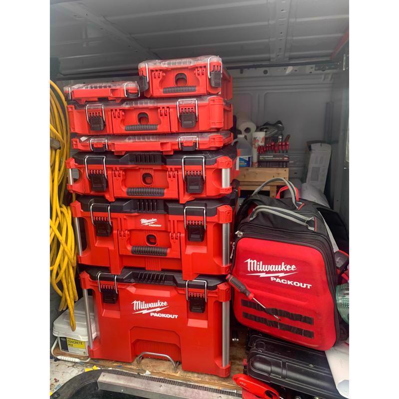 Milwaukee Packout Ballistic Nylon Ultimate Jobsite Backpack Tool Bag 48 pocket Black/Red