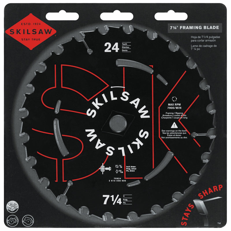 SKIL 7-1/4 in. D X 5/8 in. Carbide Tipped Steel Circular Saw Blade 24 teeth