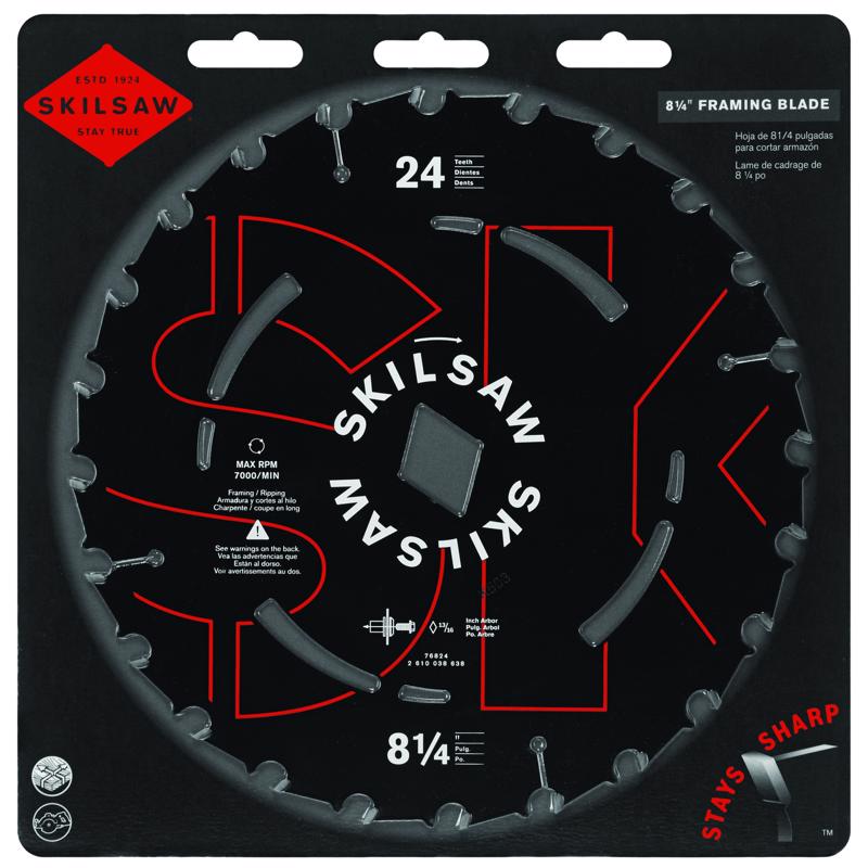 SKIL 8-1/4 in. D X 13/16 in. Carbide Tipped Steel Circular Saw Blade 24 teeth