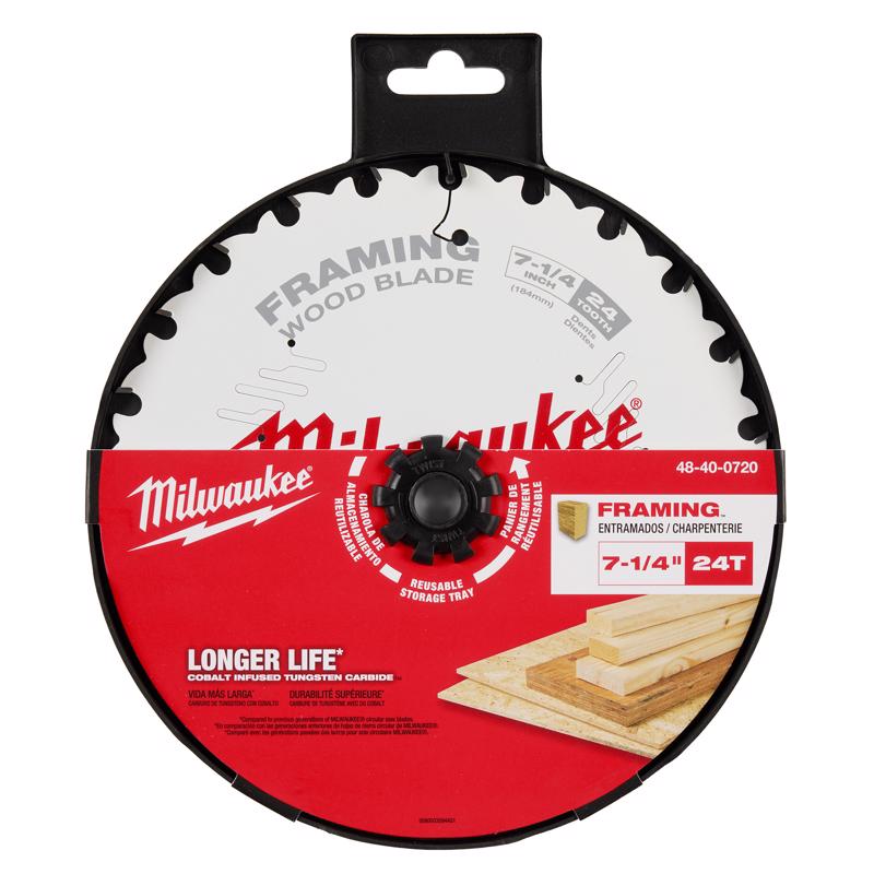 Milwaukee 7-1/4 in. D X 5/8 in. Framing Tungsten Carbide Circular Saw Blade 24 teeth
