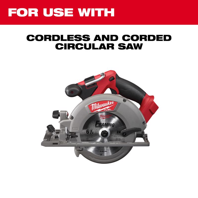 Milwaukee 6-1/2 in. D X 5/8 in. Framing Tungsten Carbide Circular Saw Blade 24 teeth