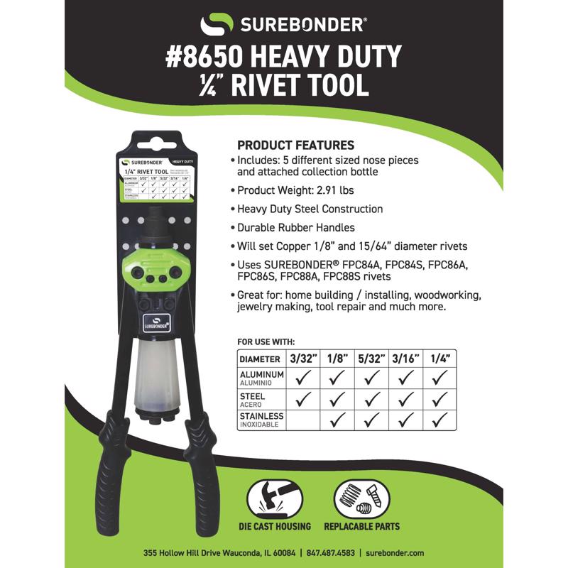 Surebonder Metal Heavy Duty Rivet Tool Black/Green