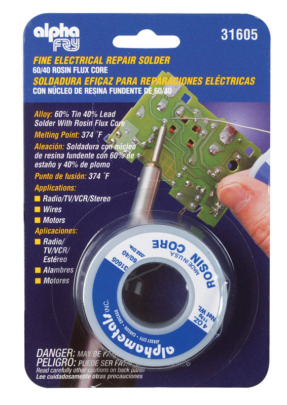 Alpha Fry 4 oz Rosin Core Solder Wire 0.03 in. D Tin/Lead 60/40