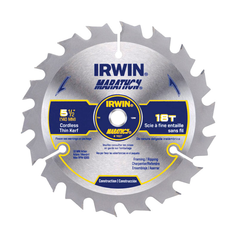 Irwin Marathon 5-1/2 in. D Carbide Circular Saw Blade 18 teeth