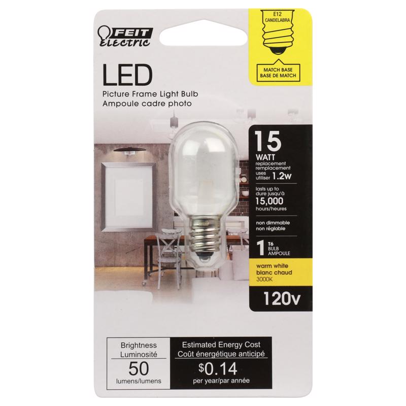 Feit T6 E12 (Candelabra) LED Bulb Bright White 15 Watt Equivalence