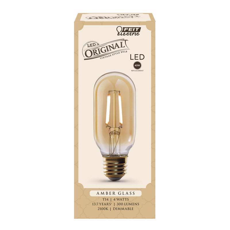 Feit T14 E26 (Medium) LED Bulb Amber Soft White 40 Watt Equivalence