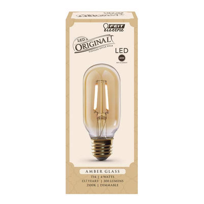 Feit T14 E26 (Medium) LED Bulb Amber Soft White 40 Watt Equivalence