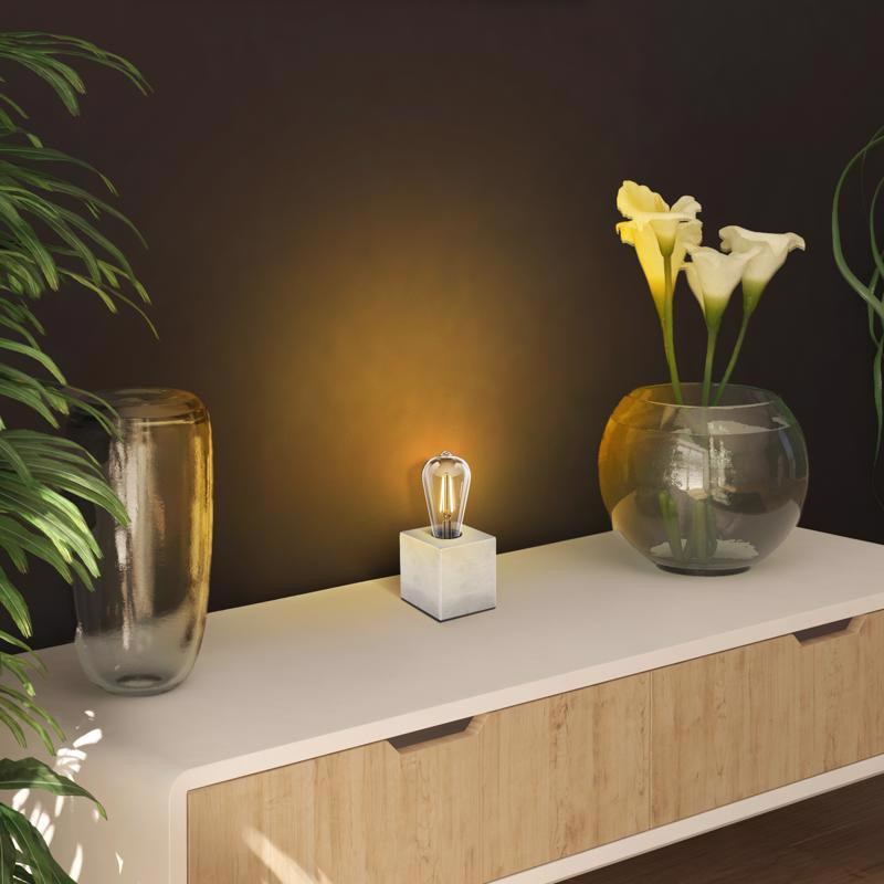 Feit 3.6 in. Concrete Beige/White Cube Lamp Base