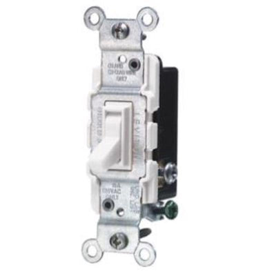 Leviton 15 amps Three Pole 3-Way Antimicrobial Treated Toggle Switch White