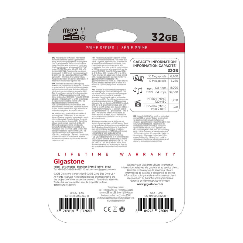 Gigastone 32 GB Micro SD Flash Memory Universal Pack