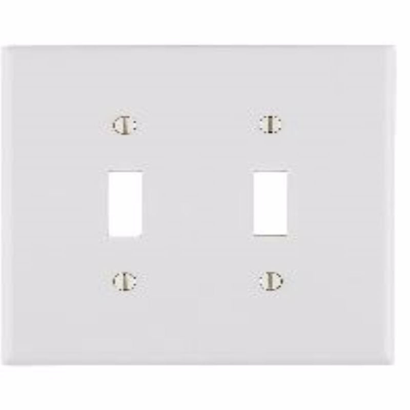 Leviton Antimicrobial Powder Coated White 2 gang Thermoset Plastic Toggle Wall Plate