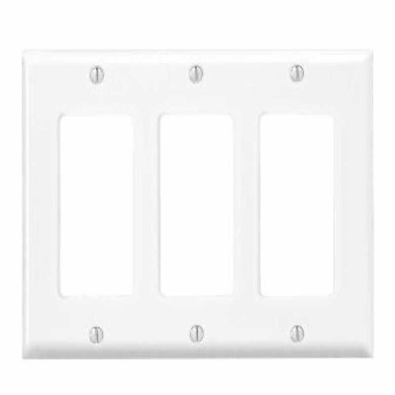 Leviton Antimicrobial Powder Coated White 3 gang Thermoset Plastic Decorator Wall Plate
