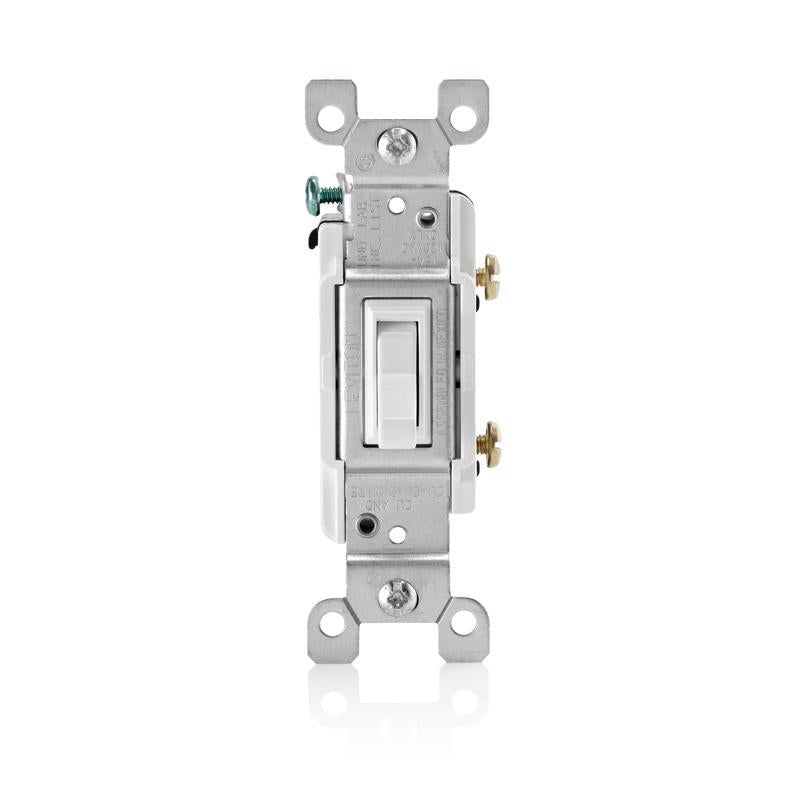 Leviton 15 amps Single Pole Antimicrobial Treated Toggle Switch White