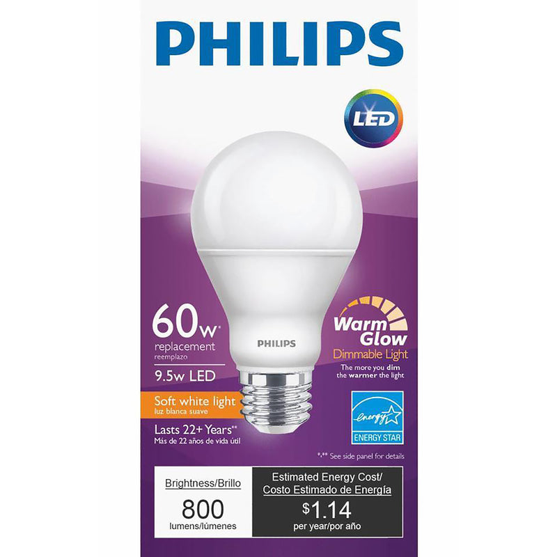 Philips A19 E26 (Medium) LED Bulb Warm White 60 Watt Equivalence