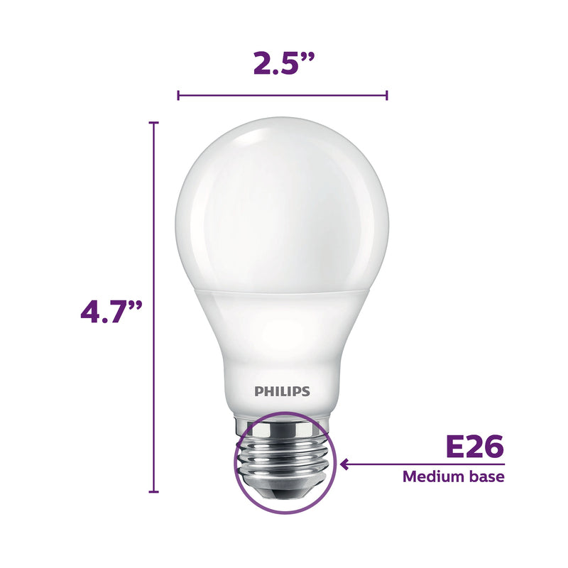 Philips A19 E26 (Medium) LED Bulb Warm White 60 Watt Equivalence