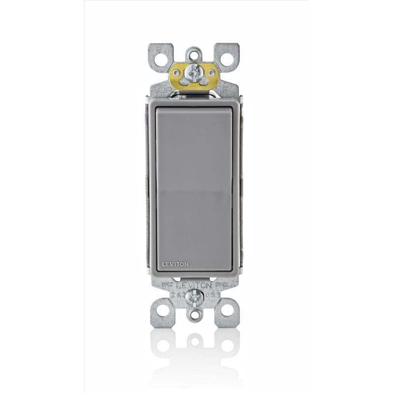 Leviton Decora 15 amps Three Pole Rocker AC Quiet Switch Gray