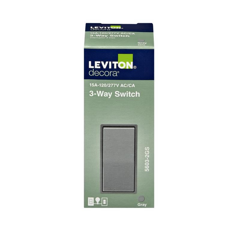 Leviton Decora 15 amps Three Pole Rocker AC Quiet Switch Gray