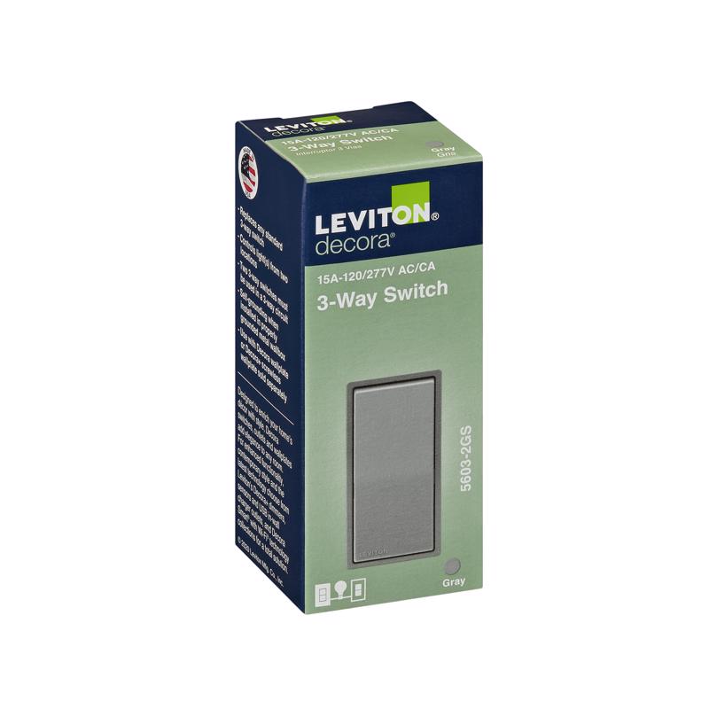 Leviton Decora 15 amps Three Pole Rocker AC Quiet Switch Gray