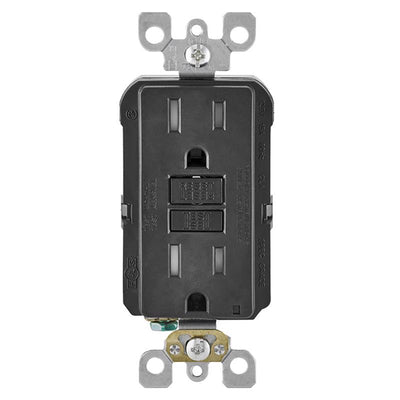 Leviton SmartlockPro 15 amps 125 V Duplex Black GFCI Outlet 5-15R