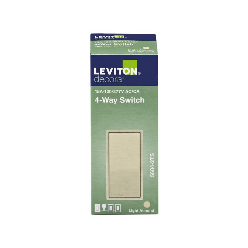 Leviton Decora 15 amps Four Pole Rocker AC Quiet Switch Light Almond
