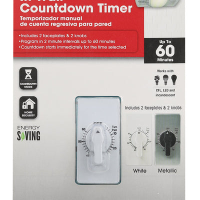 Prime EZ-SET Indoor In Wall Countdown Timer 125 V White