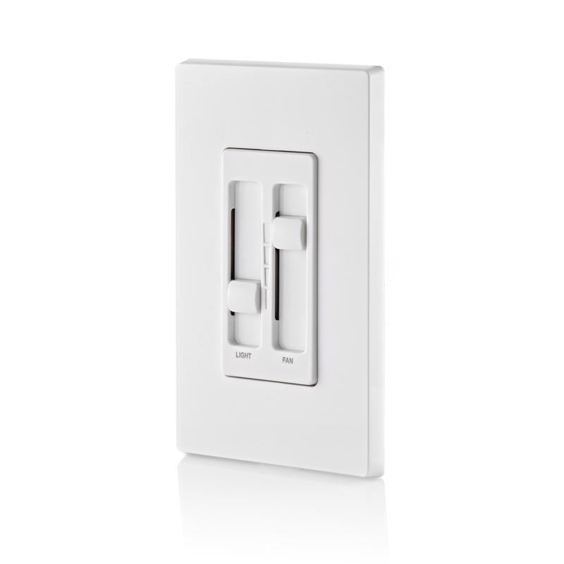 Leviton Decora SureSlide White Fan/LED Dimmer Slide Switch