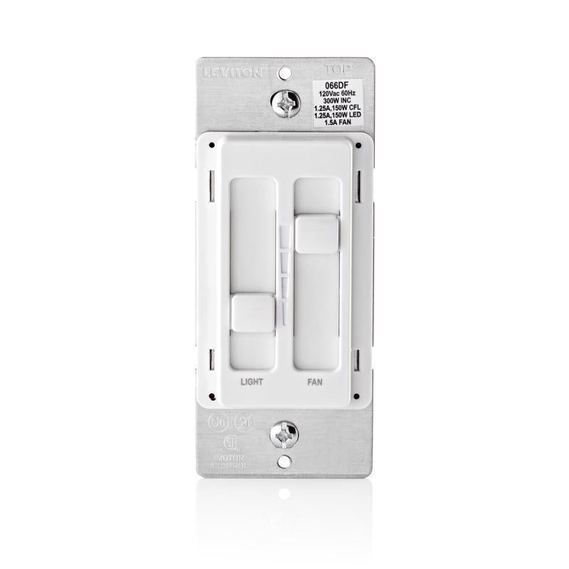 Leviton Decora SureSlide White Fan/LED Dimmer Slide Switch