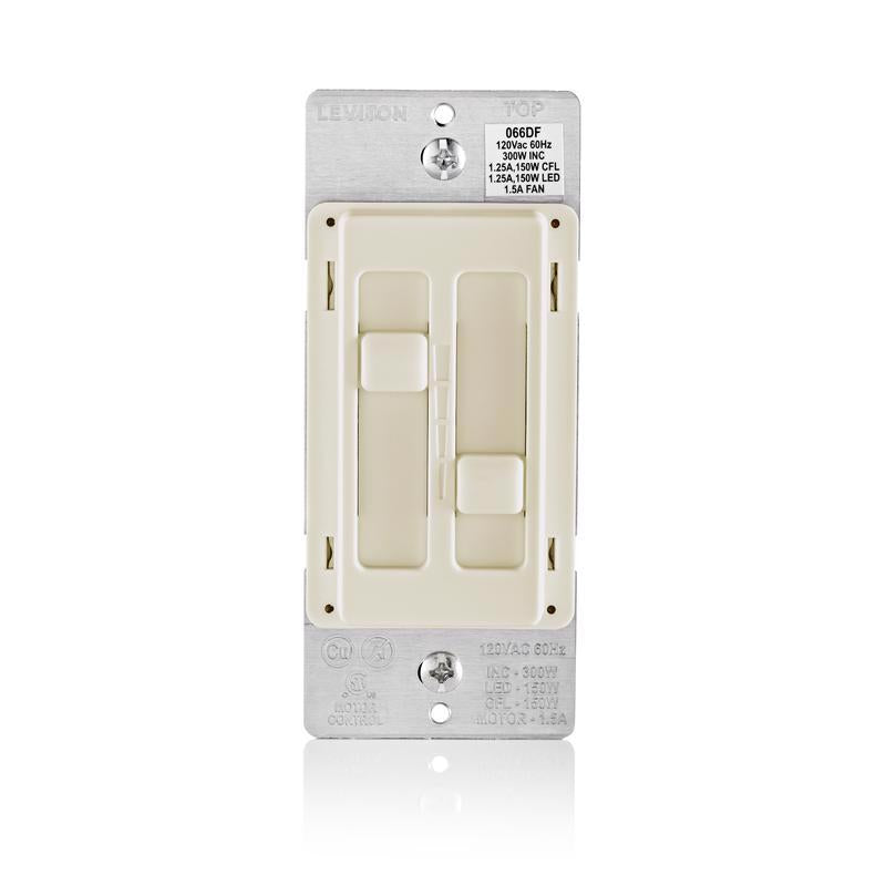 Leviton Decora SureSlide Light Almond Fan/LED Dimmer Slide Switch