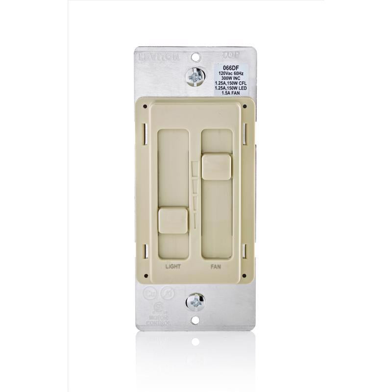 Leviton Decora SureSlide Ivory Fan/LED Dimmer Slide Switch