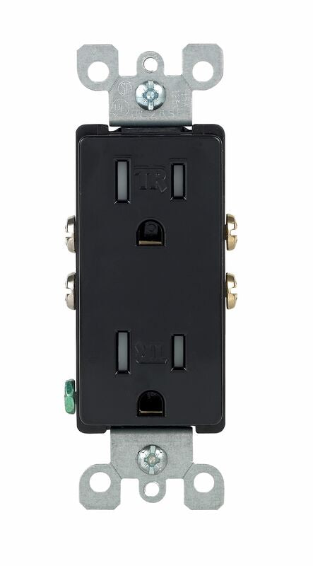 Leviton Decora 15 amps 125 V Duplex Black Outlet 5-15R
