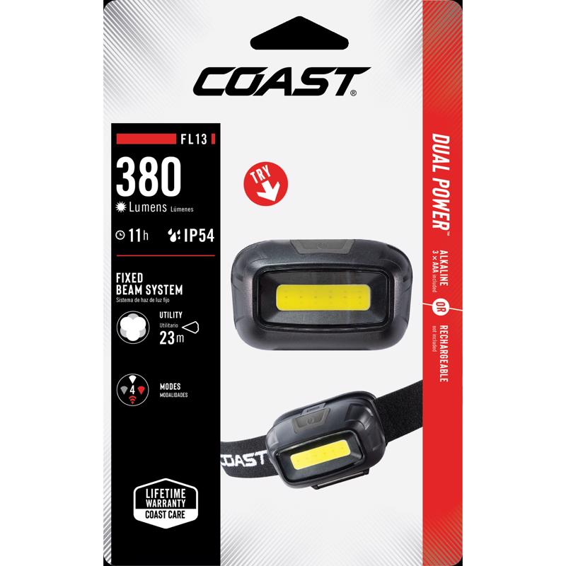 Coast FL13 250 lm Black/Red LED COB Head Lamp AAA Battery