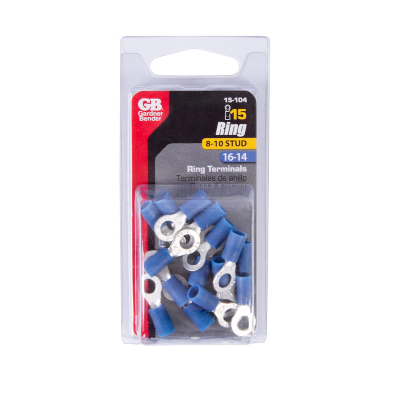 Gardner Bender 16 AWG Insulated Ring Terminal Blue 15 pk