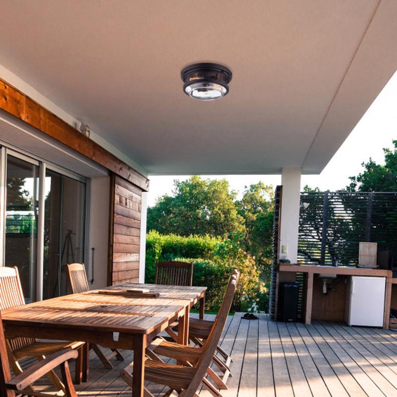 Globe Electric Wolfe Switch Natural Bronze Dimmable Outdoor Light Fixture Hardwired