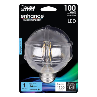 Feit G25 E26 (Medium) Filament LED Bulb Daylight 100 Watt Equivalence