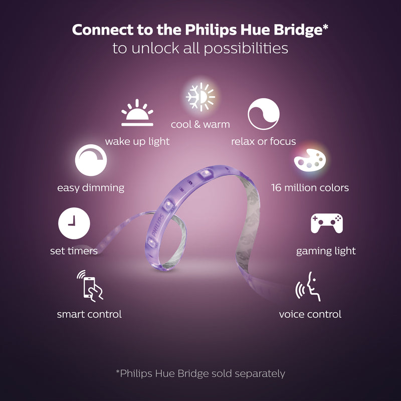 Philips Hue 40 in. L White LED Smart-Enabled Strip Light Extension