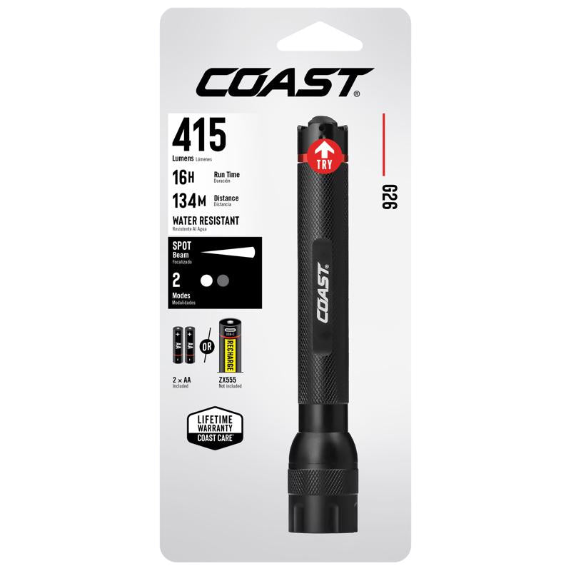 Coast G26 330 lm Black LED Flashlight AA Battery