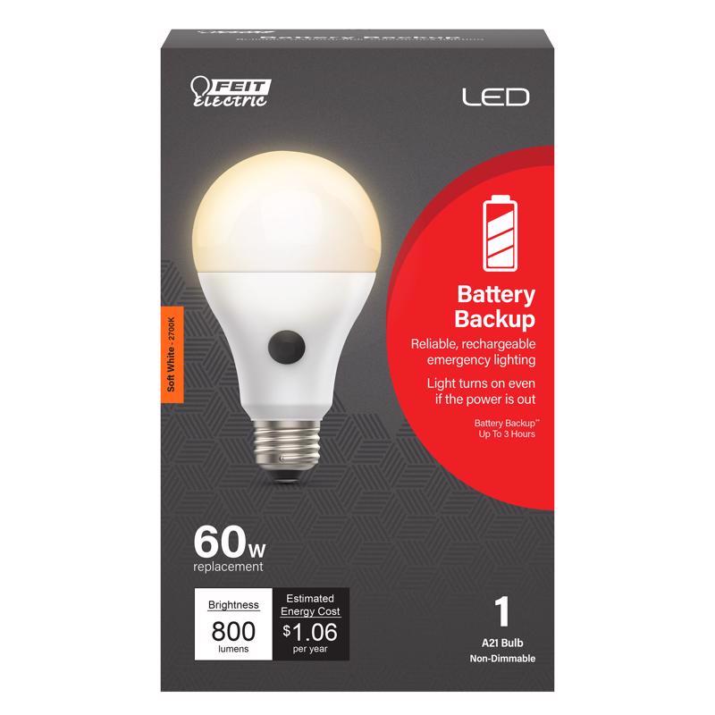 Feit A21 E26 (Medium) LED Bulb Soft White 60 Watt Equivalence